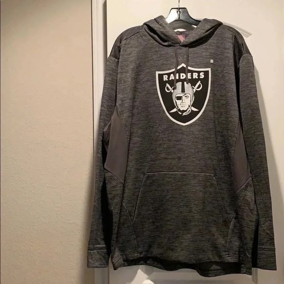 Las Vegas Raiders Logo Heather Gray Pullover NFL Hoodie - Picture 1 of 7